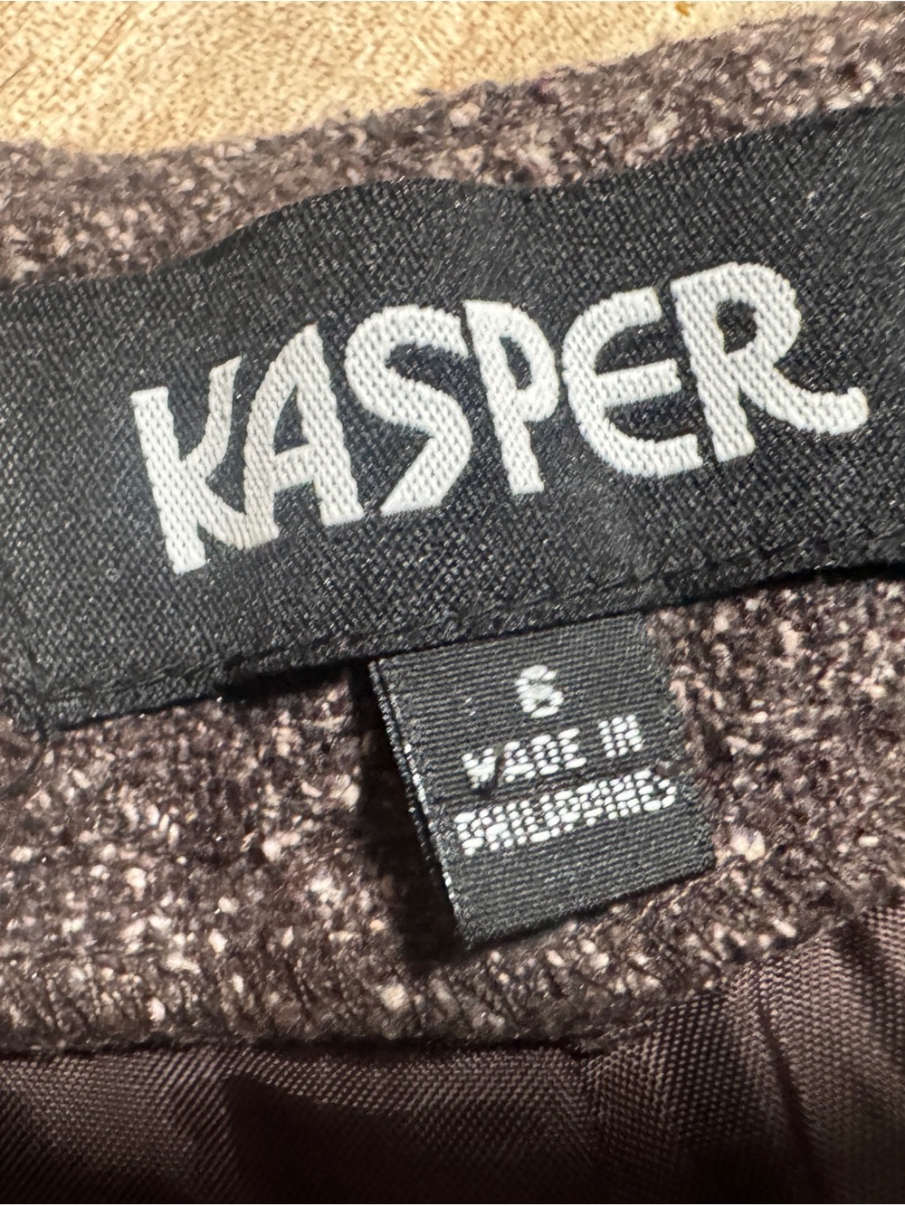 Vintage Kasper’s Wool Silk Blend Dark Brown Dress Pants - Picture 2 of 10